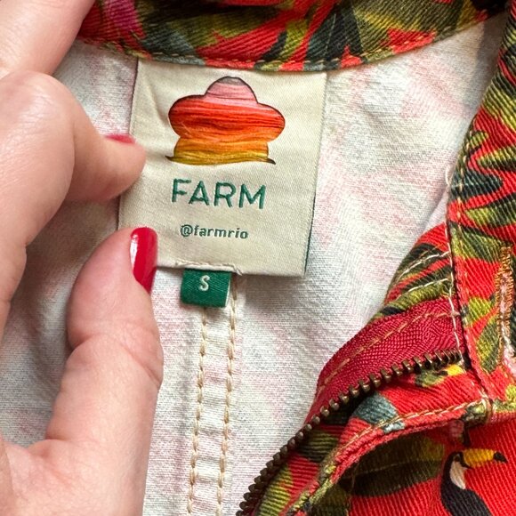 Farm Rio Toucan Orange Jumpsuit Zip up short sleeve Jungle Print Summer - Picture 5 of 6